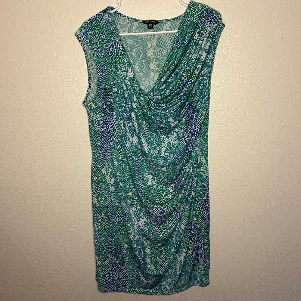 George XL Green & Teal Printed Sleeveless Dress
